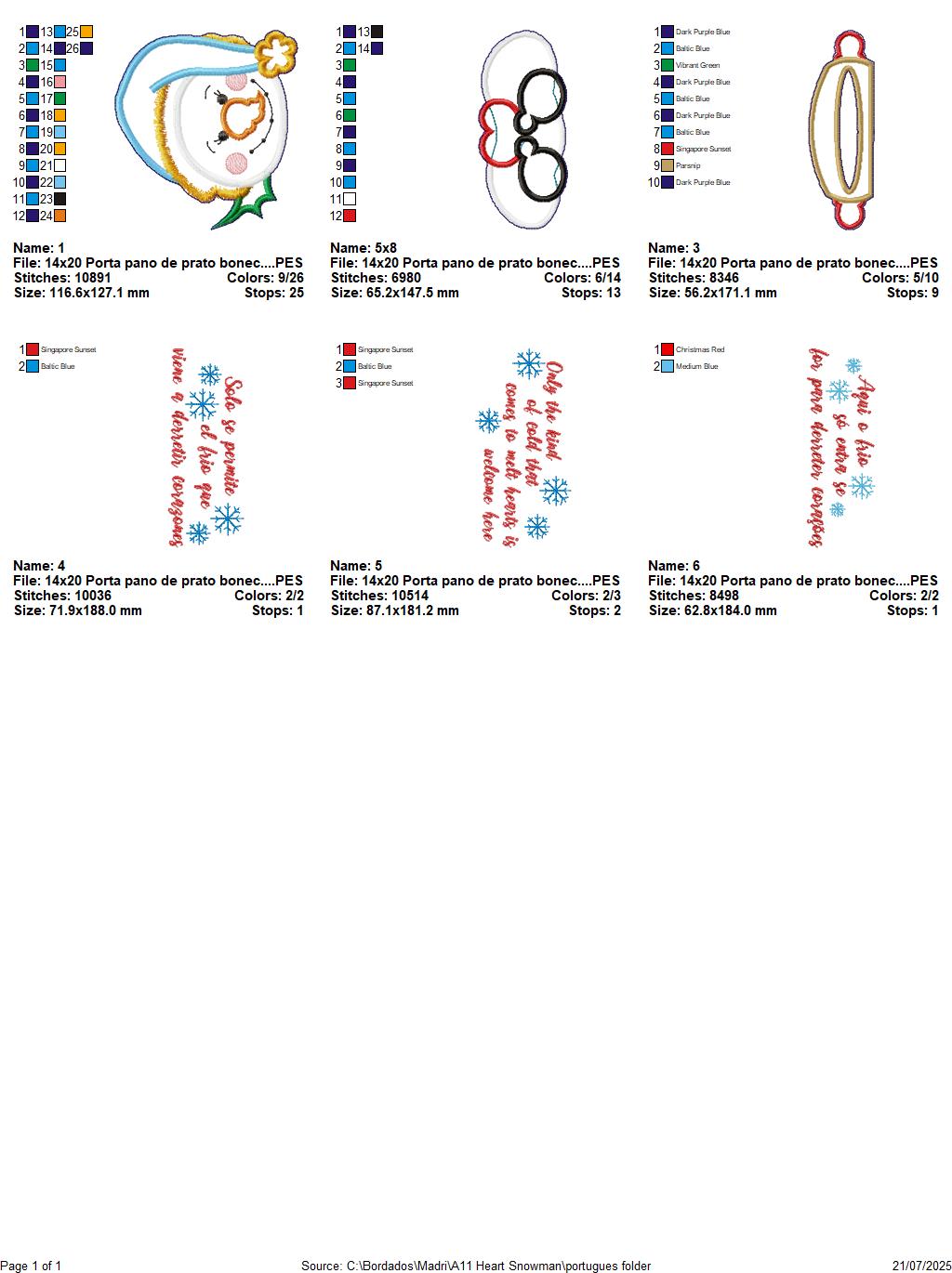 Matriz de Bordado Boneco de Neve Porta Pano de Prato – Projeto ITH