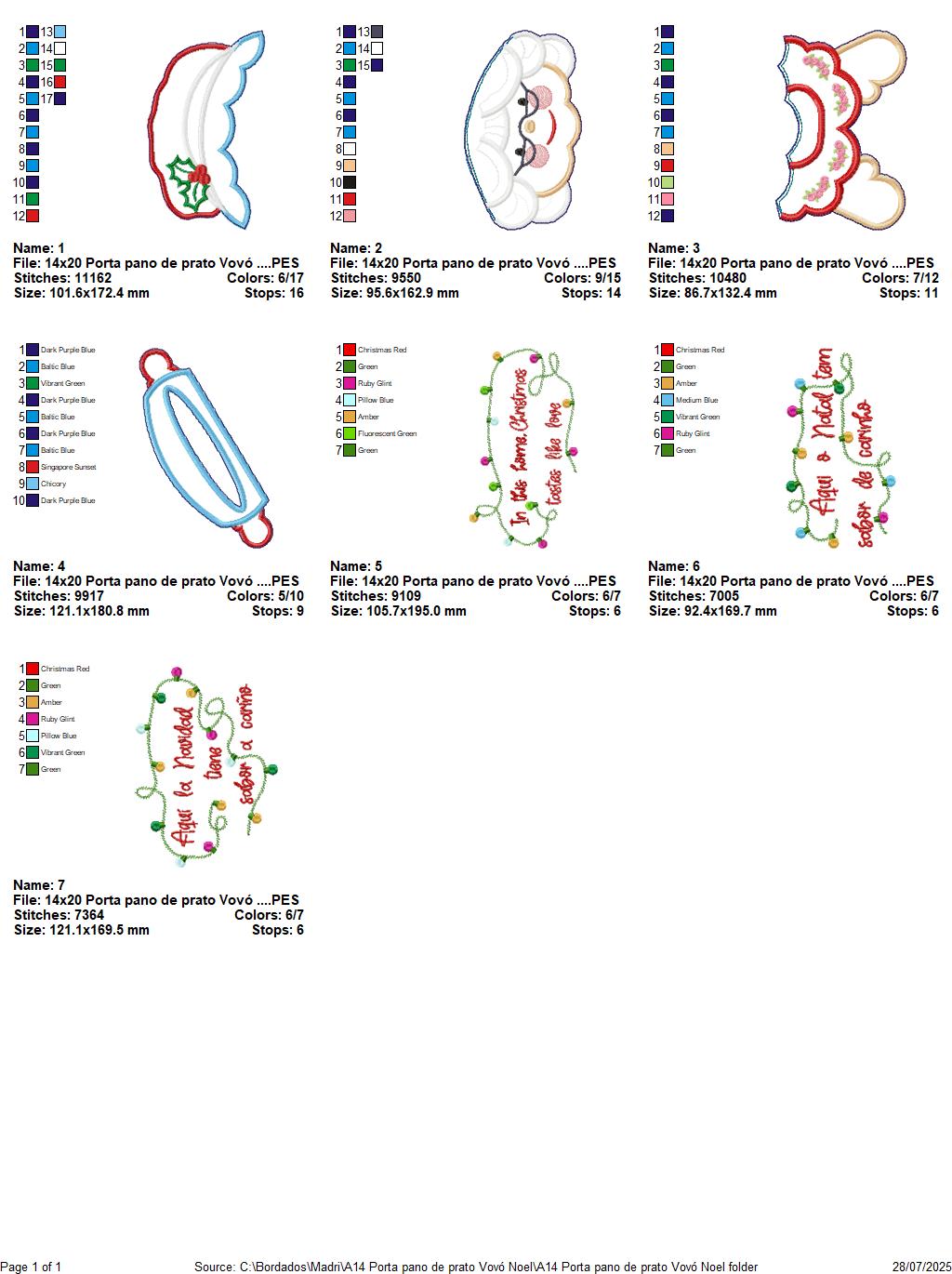Matriz de Bordado Mamãe Noel - Porta Pano de Prato – Projeto ITH