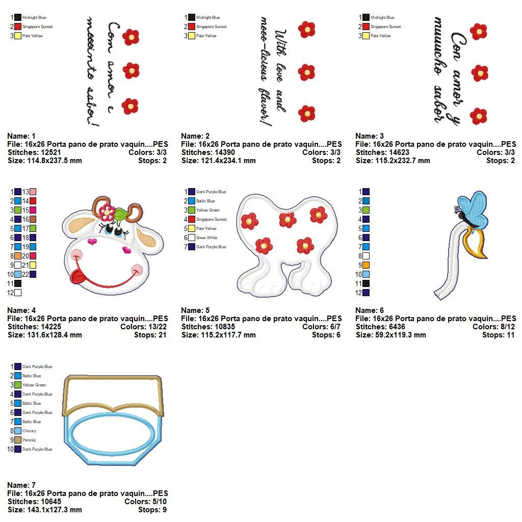 Matriz de Bordado Vaquinha Country - Porta Pano de Prato – Projeto ITH