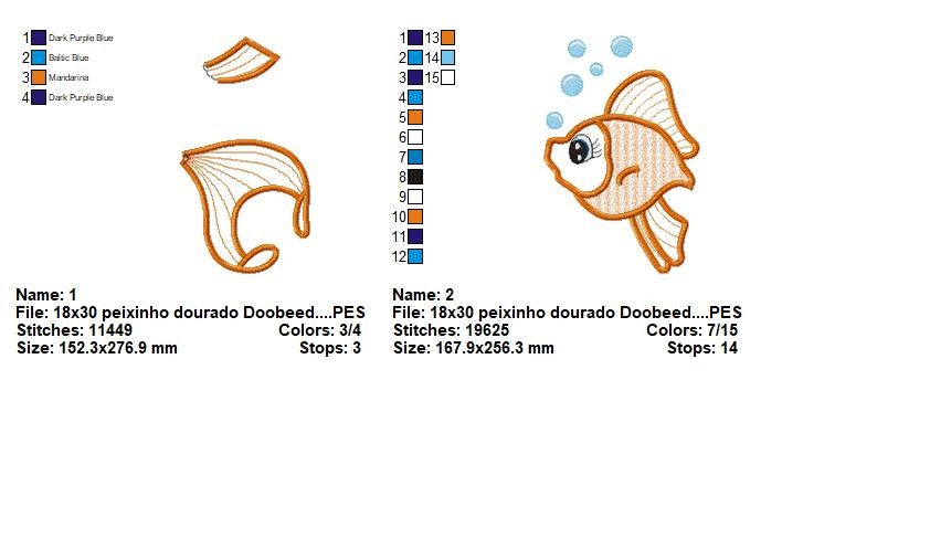 Matriz de Bordado Peixinho Dourado 3D – Projeto ITH
