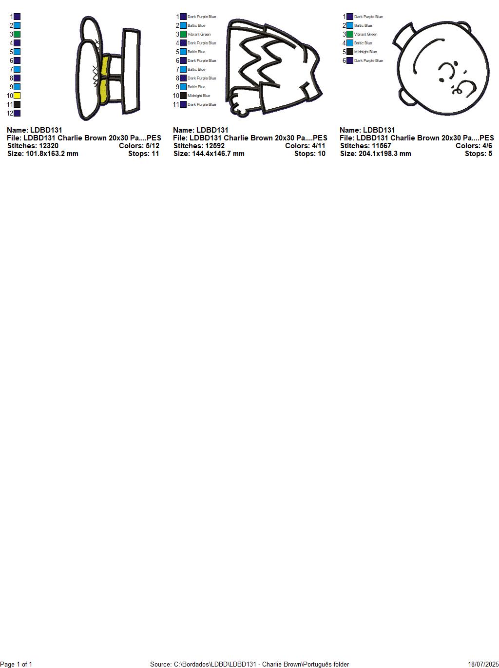 Matriz de Bordado Charlie Brown – Projeto ITH