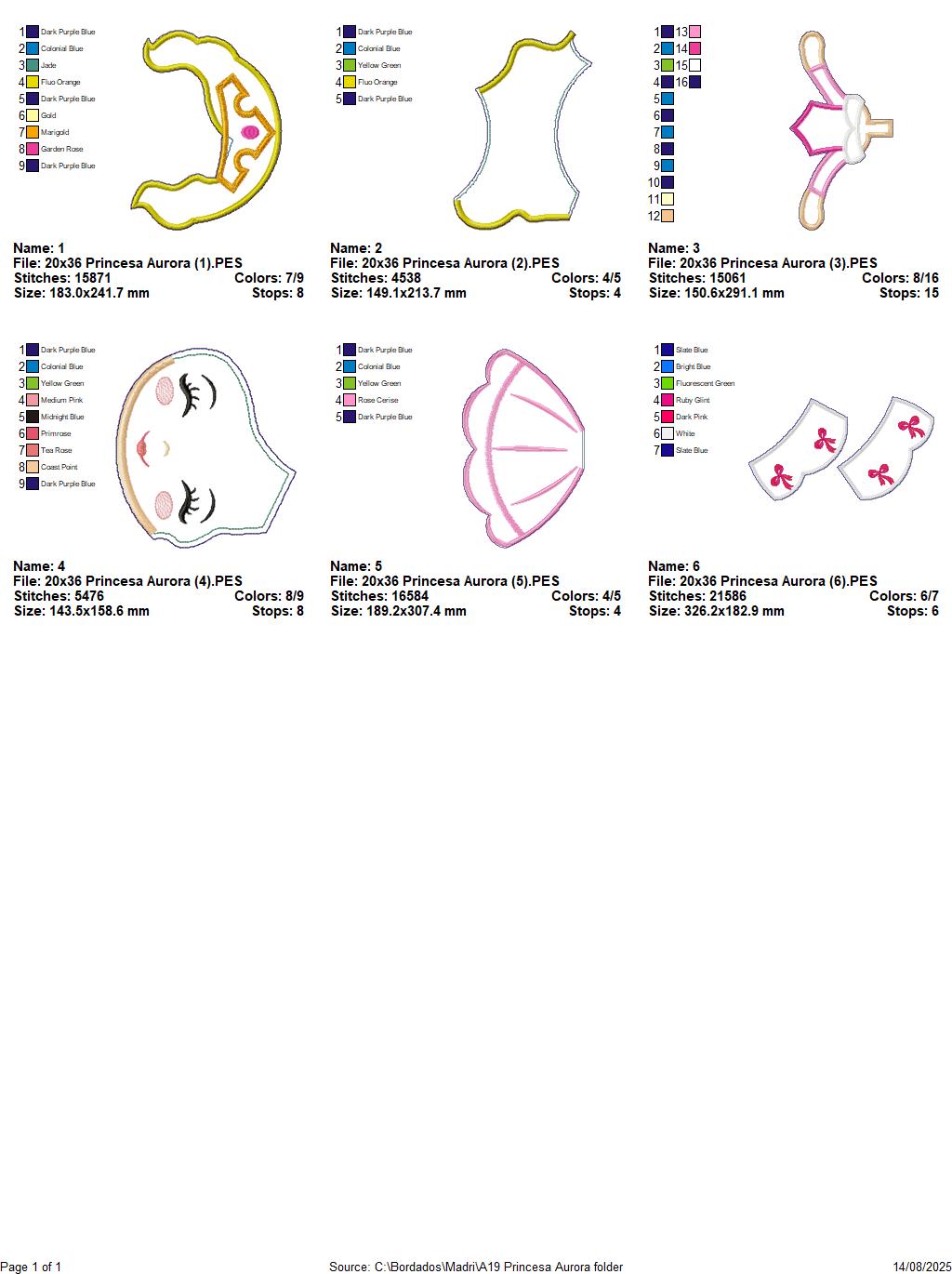 Matriz de Bordado Princesa Aurora – Projeto ITH