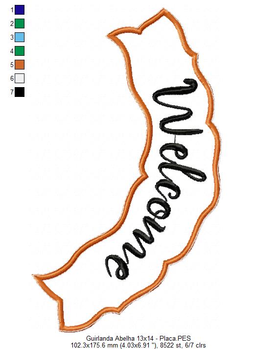Matriz de Bordado Guirlanda Colmeia – Projeto ITH