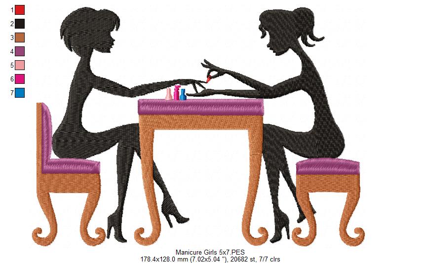 Matriz de Bordado Mulheres na Manicure – Ponto Cheio