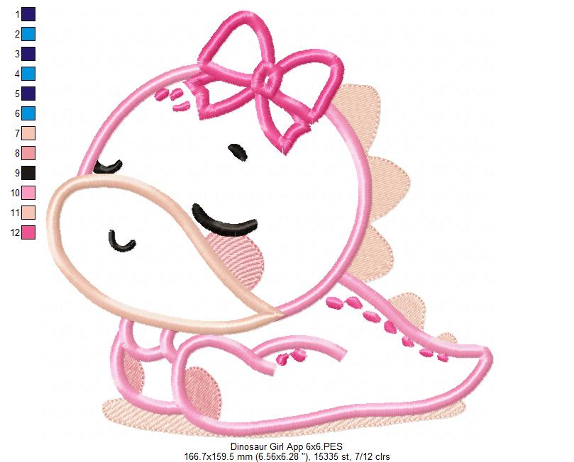 Matriz de Bordado Dinossaurinha Sonolenta – Aplique