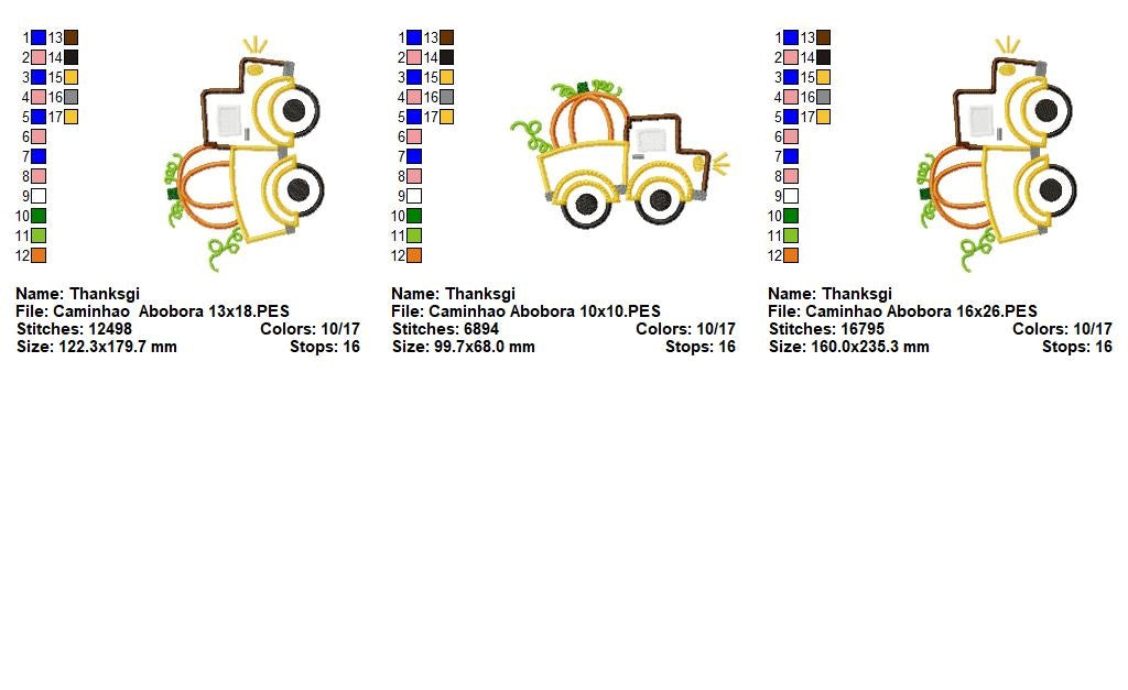 Matriz de Bordado Caminhão Country com Abóbora – Aplique