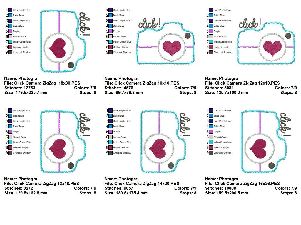 Matriz de Bordado Câmera Fotográfica Click – Aplique Zig Zag