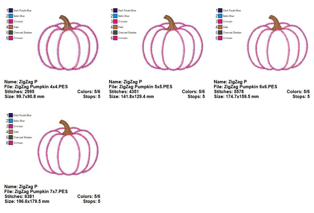 Matriz de Bordado Abóbora Outonal - Aplique Zigzag