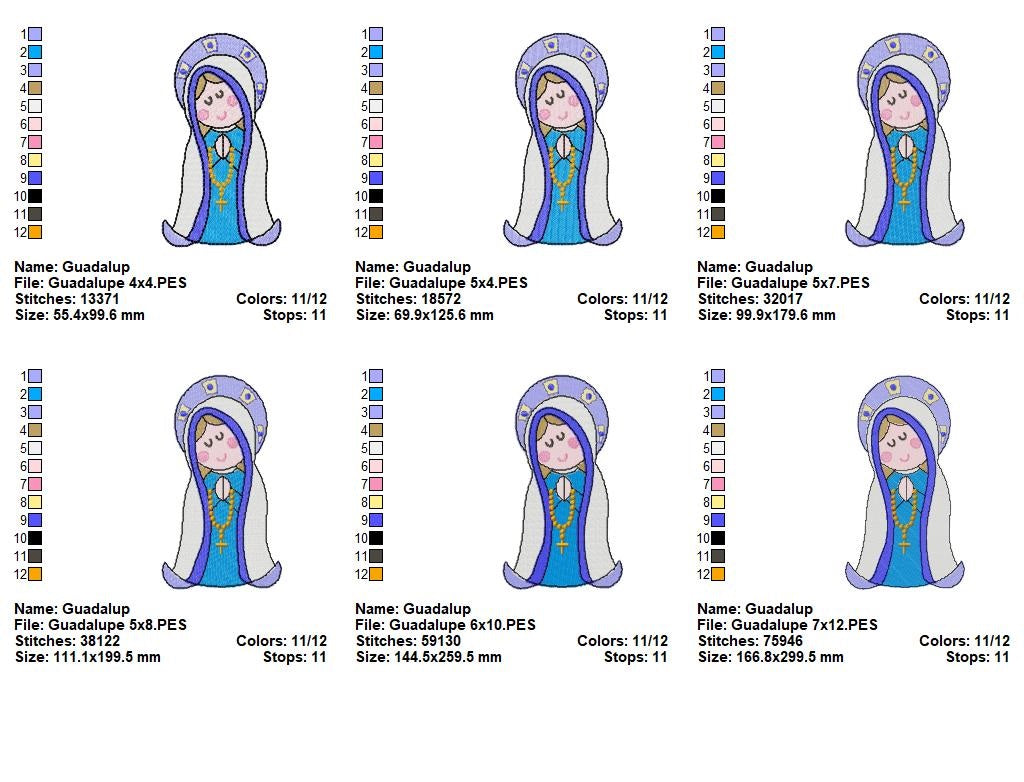 Matriz de Bordado Virgem de Guadalupe Fofurinha – Ponto Cheio