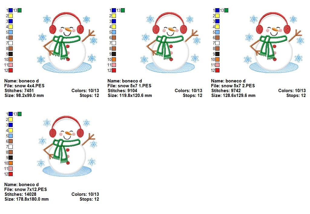 Matriz de Bordado Boneco de Neve – Aplique