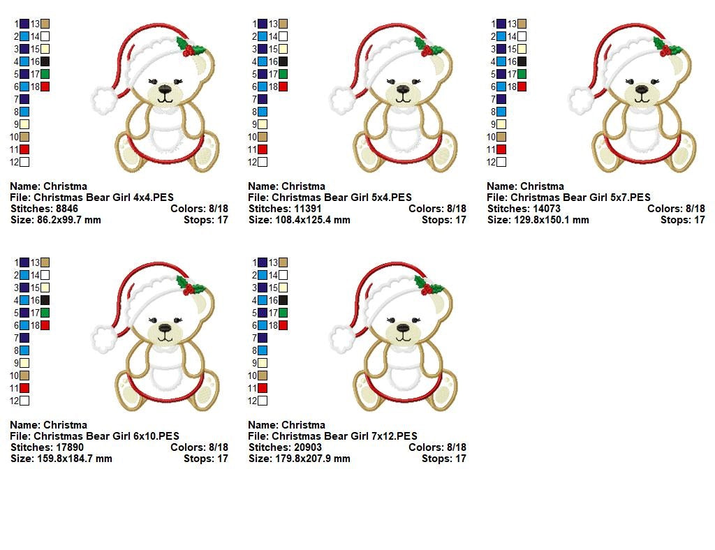 Matriz de Bordado Ursinho Natal – Aplique