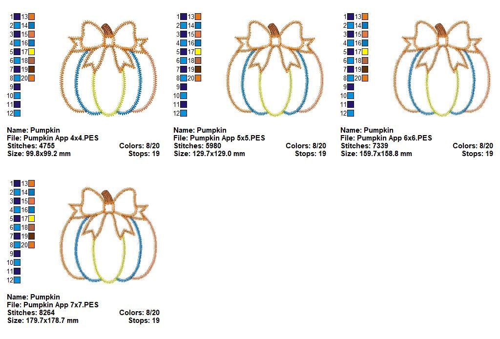 Matriz de Bordado Abóbora Patchwork Fofinha – Aplique Zigzag
