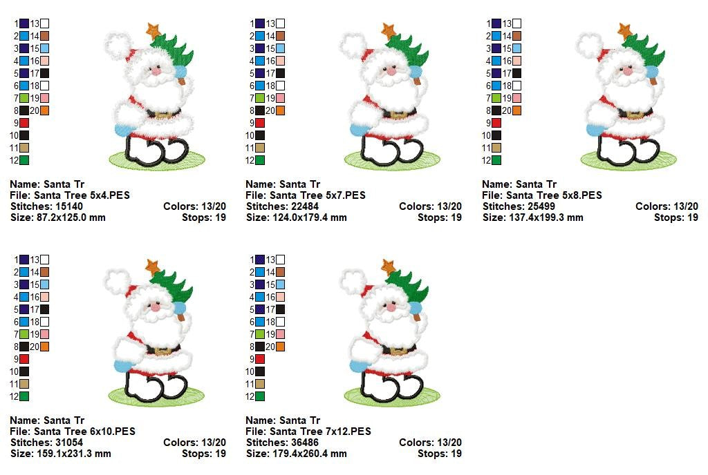Matriz de Bordado Papai Noel Fofo Segurando Árvore – Aplique