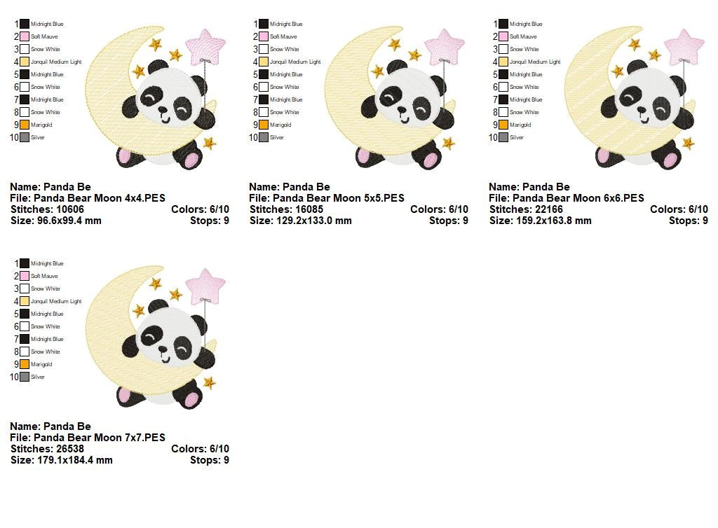 Matriz de Bordado Panda na Lua – Ponto Cheio