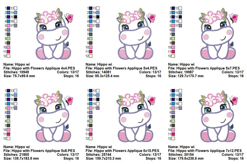 Matriz de Bordado Hipopótamo – Aplique