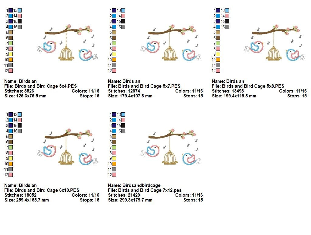 Matriz de Bordado Passarinhos Cantando no Galho – Aplique