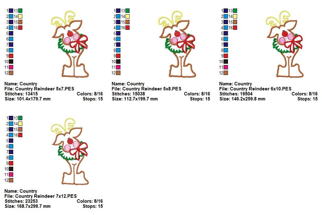 Matriz de Bordado Rena de Natal com Enfeite no Pescoço – Aplique