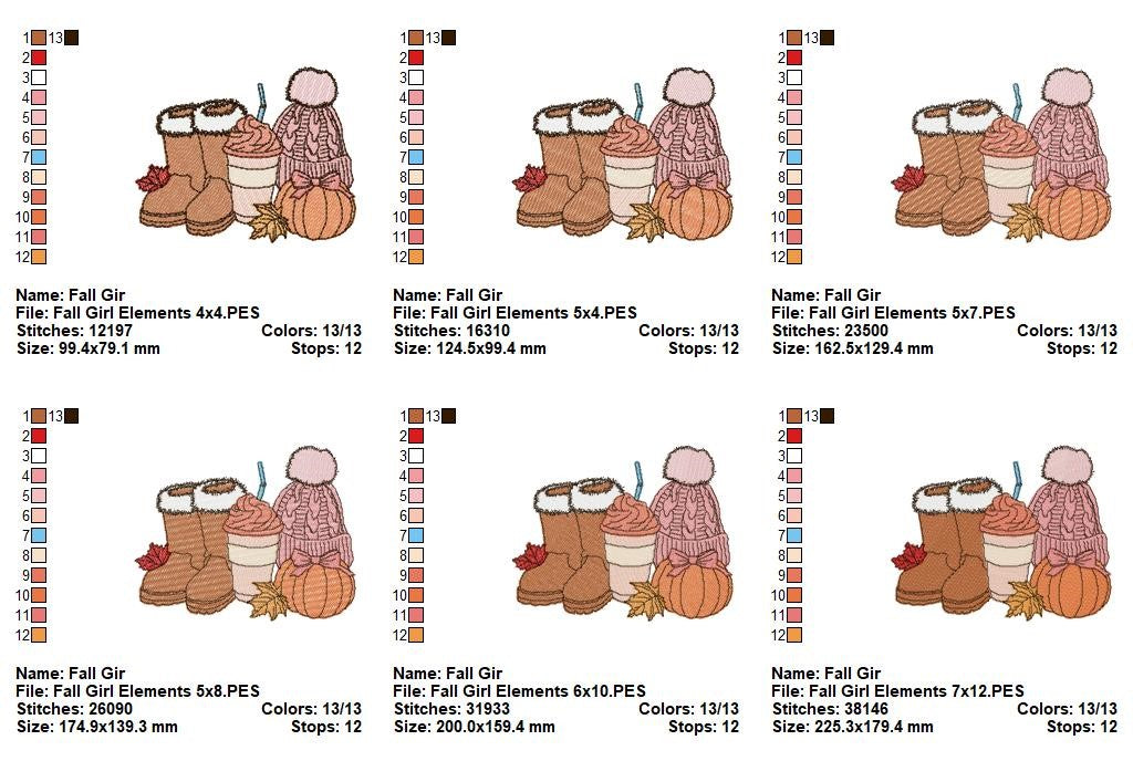 Matriz de Bordado Kit Outono Botas Café Abóbora – Ponto Cheio