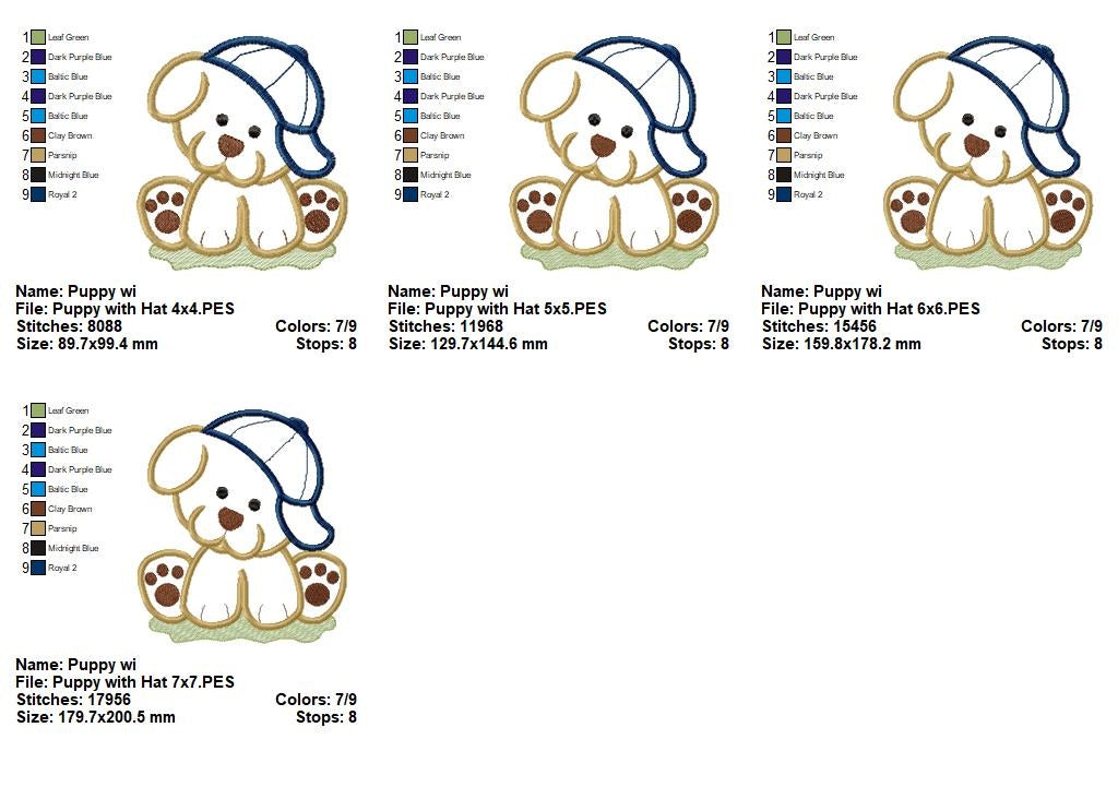 Matriz de Bordado Cachorrinho Sentado com Boné – Aplique