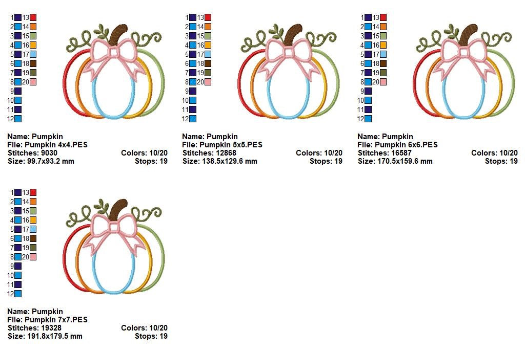 Matriz de Bordado Abóbora Fofa de Outono – Aplique