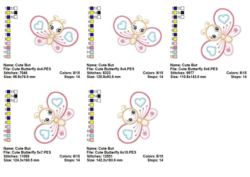 Matriz de Bordado Borboleta Coração - Aplique