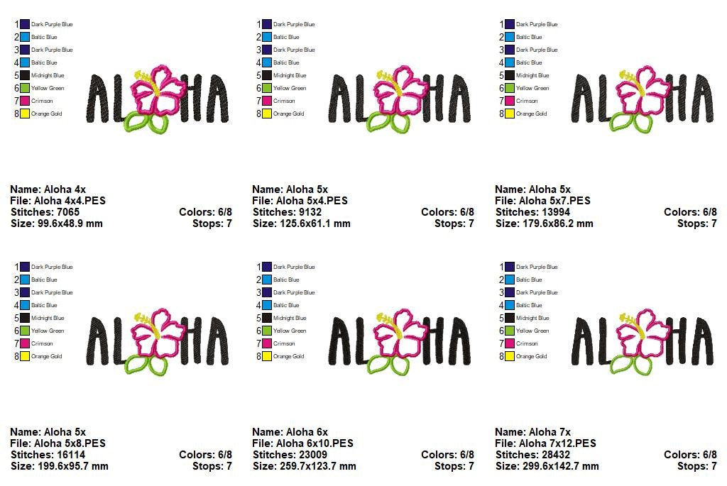 Matriz de Bordado Aloha Tropical com Hibisco – Aplique