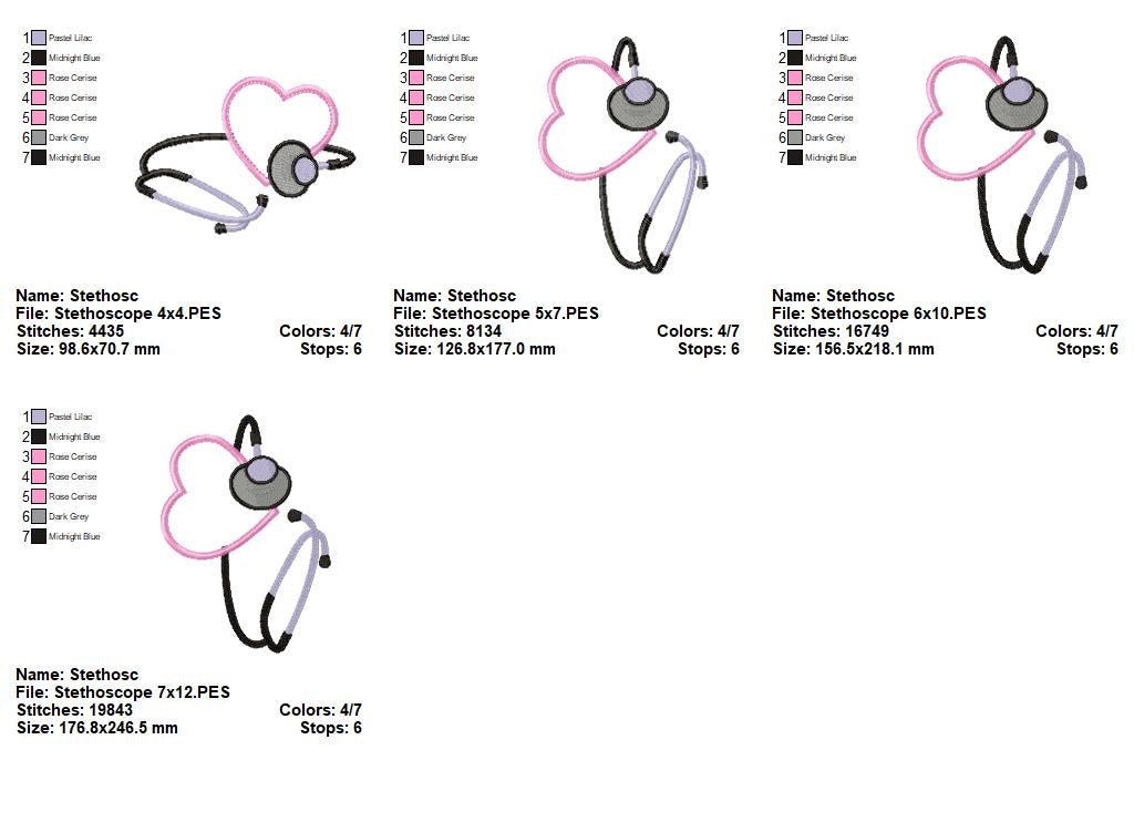 Matriz de Bordado Estetoscópio do Amor – Aplique