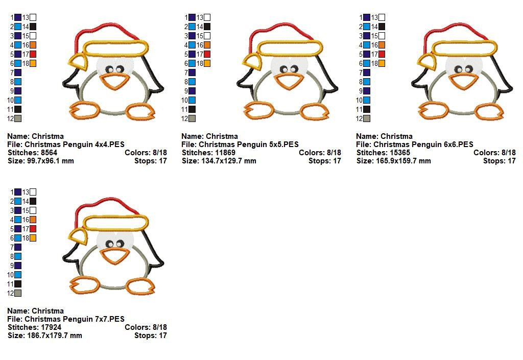 Matriz de Bordado Pinguim de Natal Encantador – Aplique