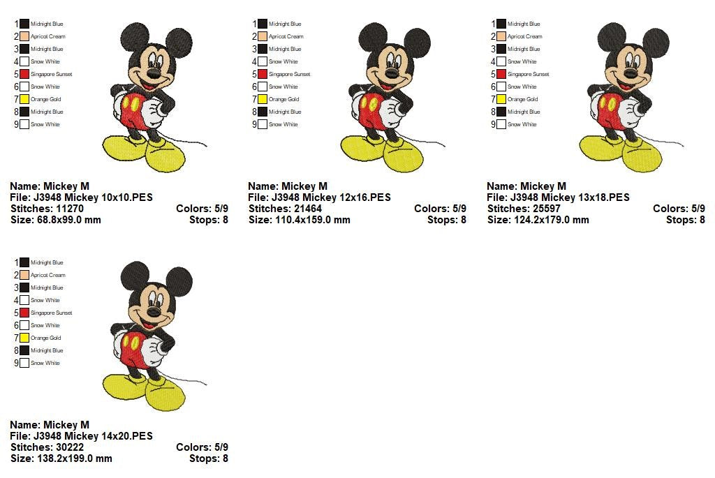 Matriz de Bordado Mickey Clássico – Ponto Cheio