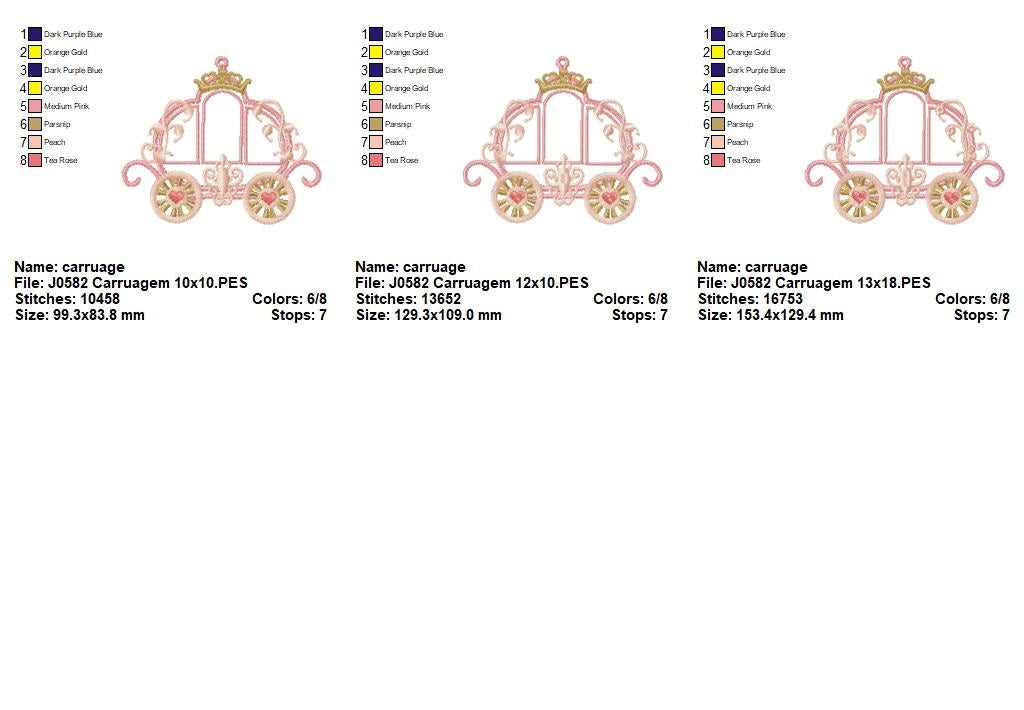 Matriz de Bordado Carruagem Encantada com Rodas de Coração – Aplique