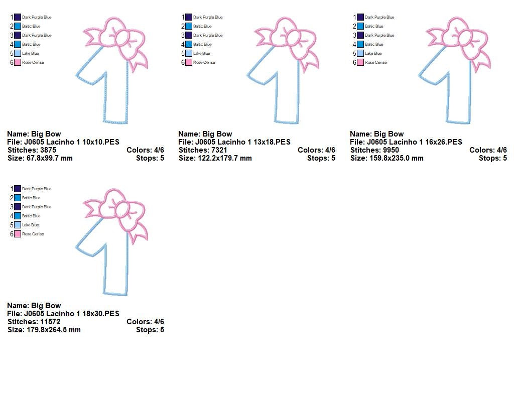 Matriz de Bordado Número 1 com Laço – Aplique