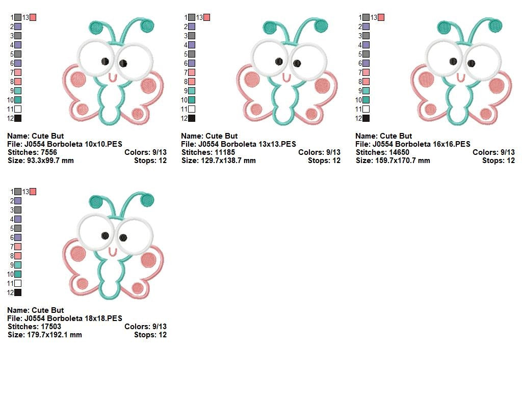 Matriz de Bordado Borboleta Baby Olhos Grandes – Aplique