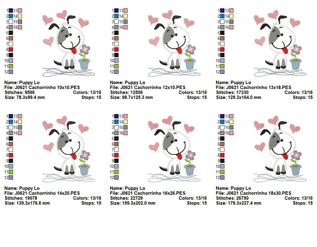 Matriz de Bordado Doguinho Feliz com Florzinhas – Aplique
