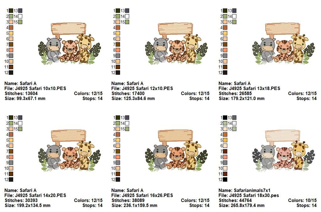 Matriz de Bordado Safari Baby – Ponto Cheio