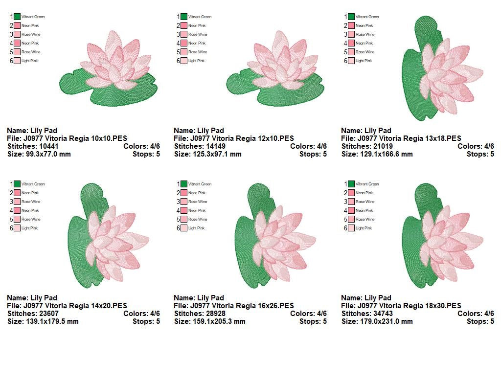 Matriz de Bordado Flor de Lótus com Folha – Ponto Rippled
