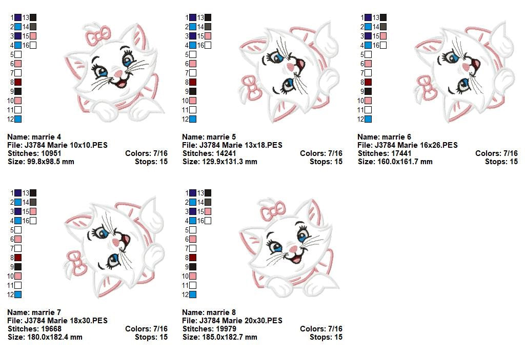 Matriz de Bordado Gatinha Marie – Aplique