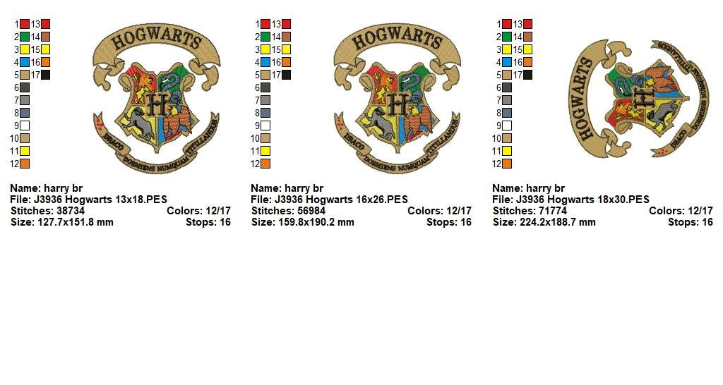 Matriz de Bordado Hogwarts Escola de Magia – Ponto Cheio