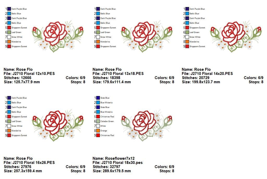 Matriz de Bordado Rosa com Margaridas - Aplique