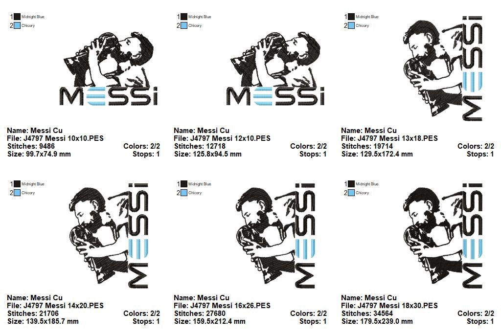 Matriz de Bordado Messi Campeão – Ponto Cheio