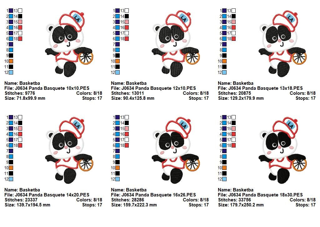 Matriz de Bordado Panda Jogador de Basquete – Aplique