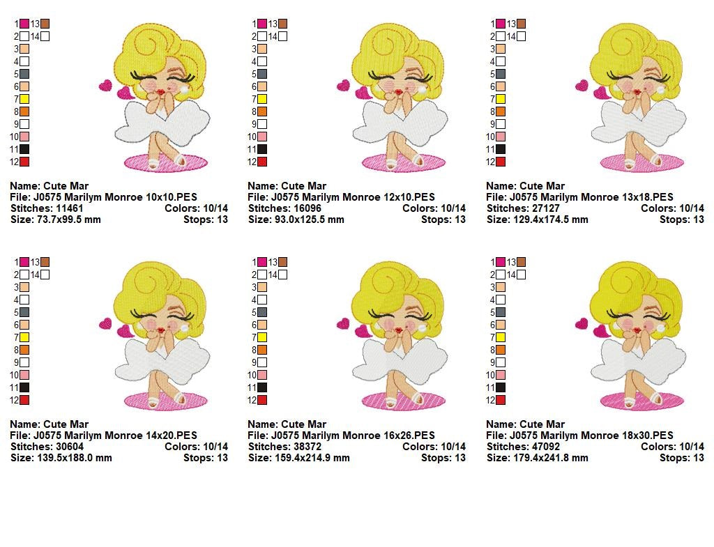 Matriz de Bordado Marilyn Fofa com Vestido Branco – Ponto Cheio