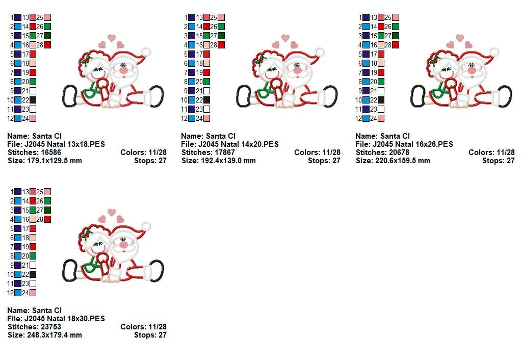 Matriz de Bordado Casal Noel Fofurinha – Aplique