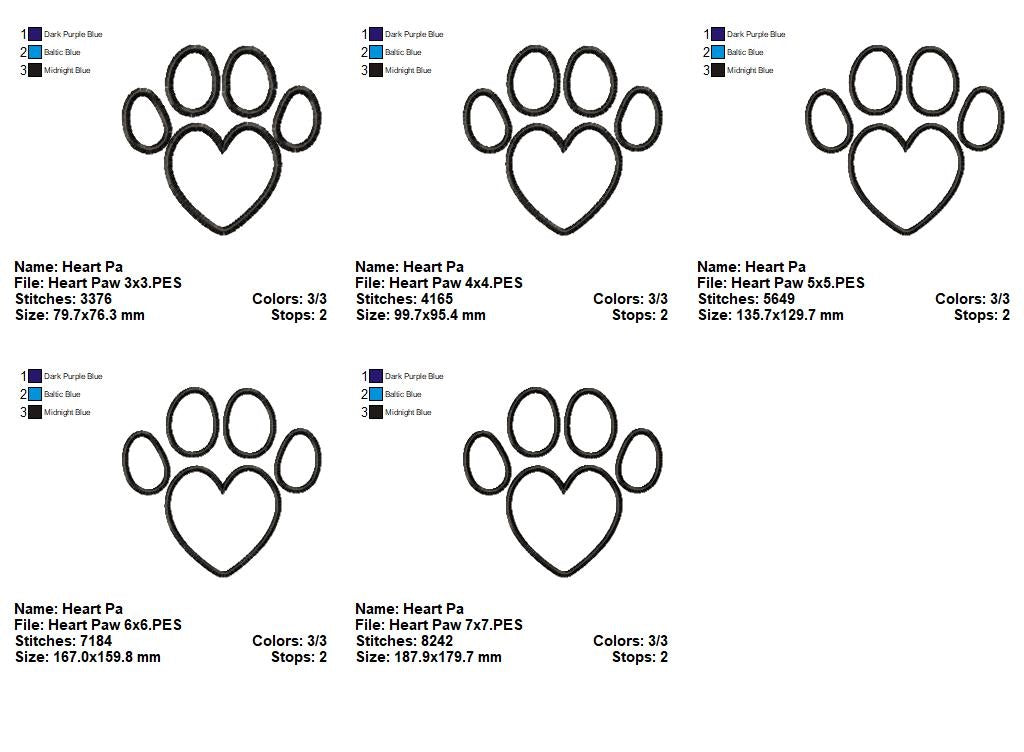 Matriz de Bordado Amor Pet – Patinha com Coração – Aplique