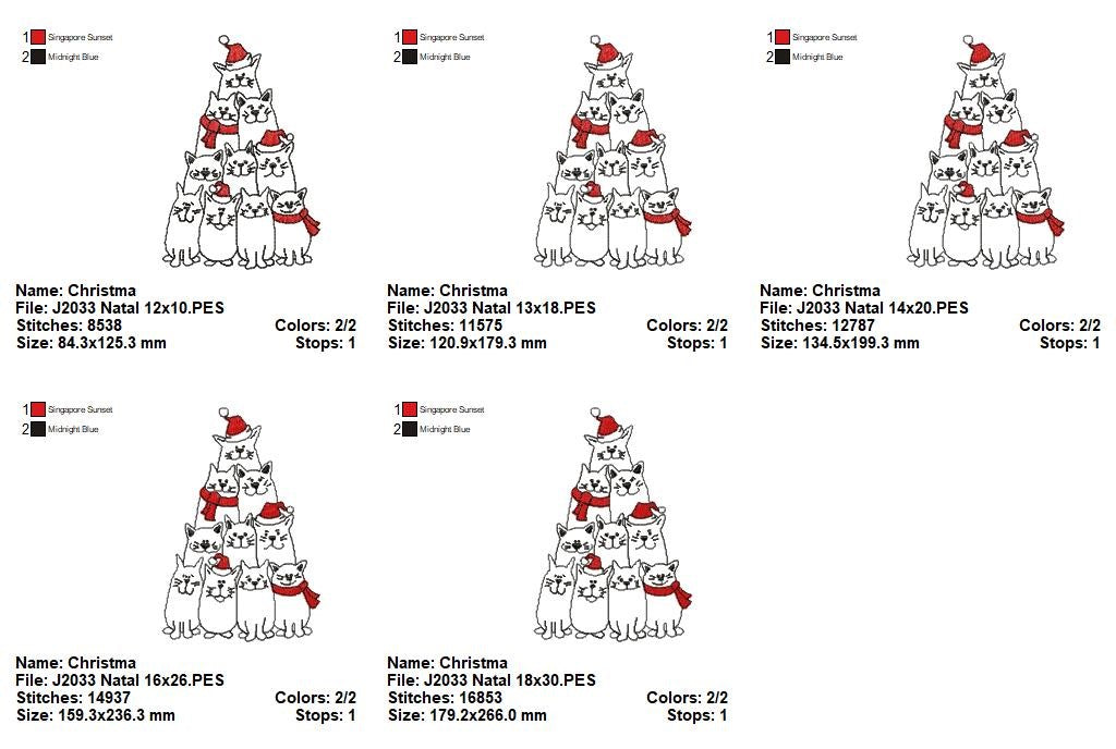 Matriz de Bordado Gatinhos em Árvore - Redwork