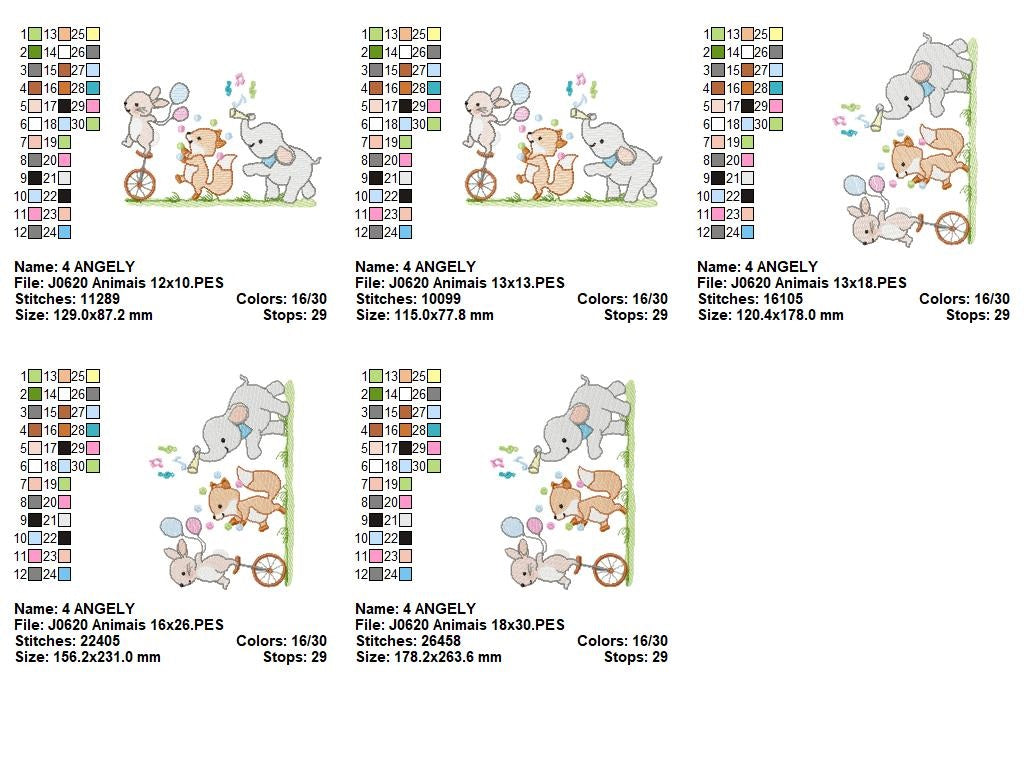 Matriz de Bordado Desfile de Animais Fofinhos – Ponto Rippled