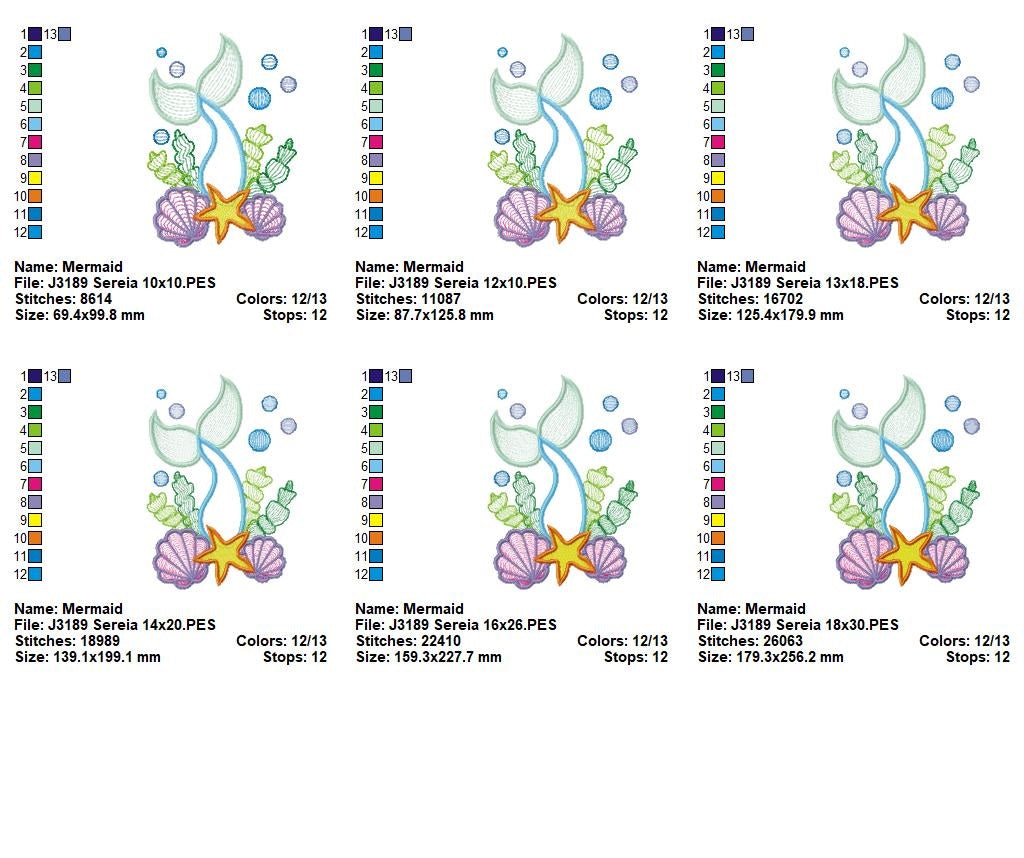 Matriz de Bordado Fundo do Mar com Cauda de Sereia – Aplique