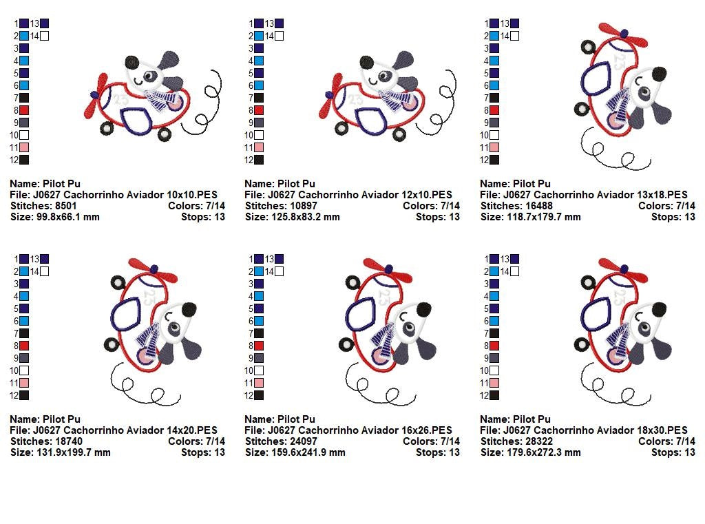 Matriz de Bordado Cachorrinho Aviador no Aviãozinho – Aplique