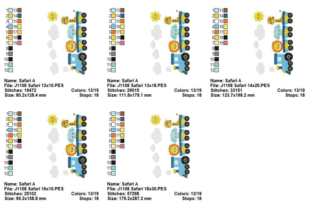 Matriz de Bordado Trenzinho Safari – Ponto Cheio