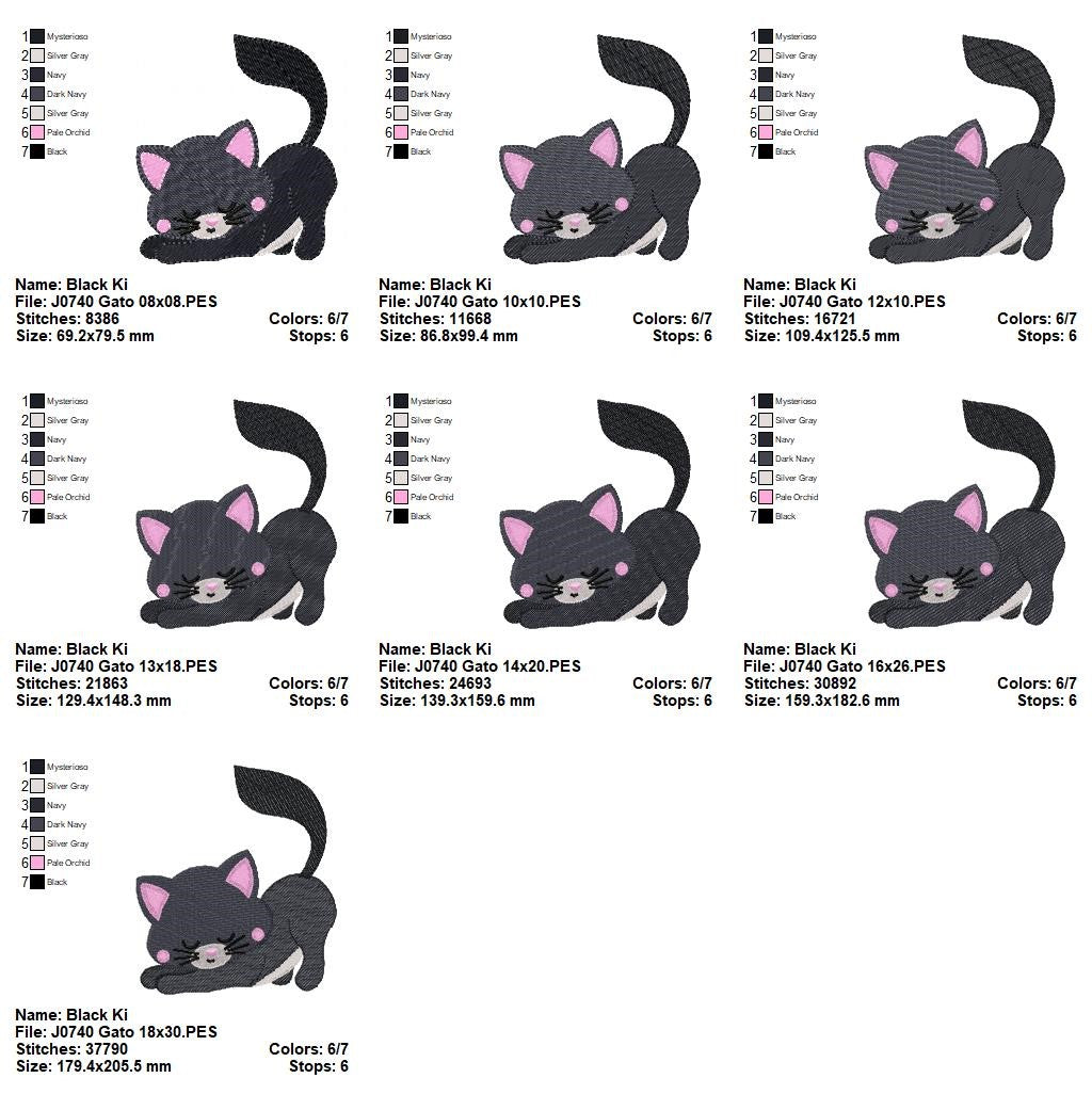 Matriz de Bordado Gatinho Preto – Ponto Cheio