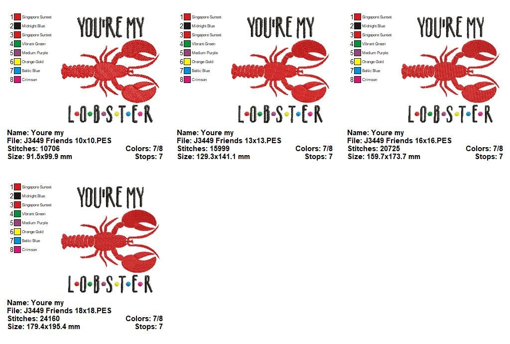 Matriz de Bordado You’re My Lobster – Ponto Cheio